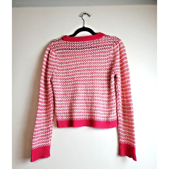Wayf REVOLVE Womens Medium Sweater White‎ Pink Pullover Scoopneck Cropped Boxy - Picture 5 of 10